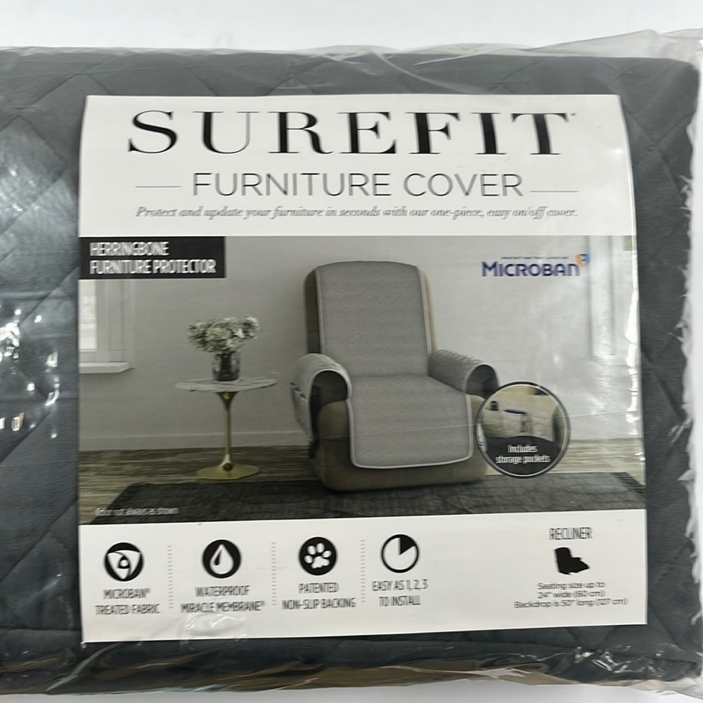Surefit recliner cover. Color Grey.   Limit 1 per bundle due to weight.